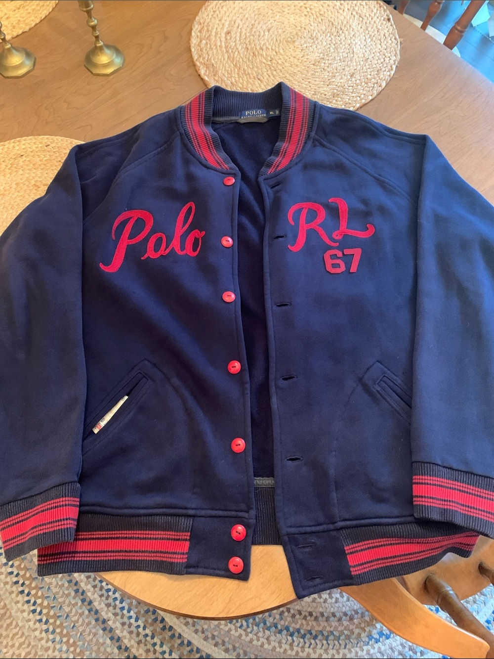 Polo by Ralph Lauren Navy and Red Varsity Jacket